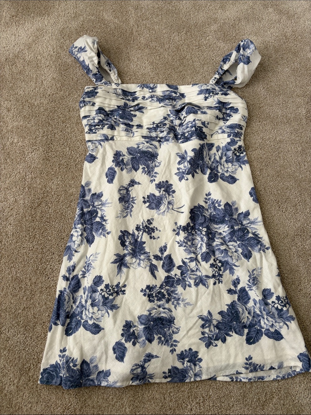 Abercrombie & Fitch White Mini Dress with Blue Floral Print